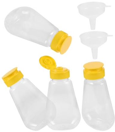 Toddmomy 200ml Honig Gläser Trichter Squeeze Flaschen Auslaufsicher Honig Dispenser Sauce Ketchup Würze Flasche Set
