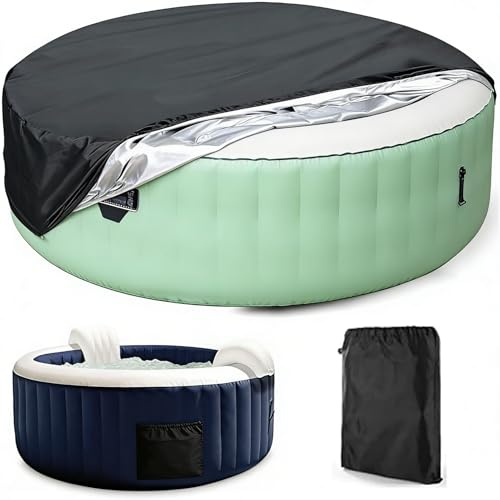 Aufblasbares Spa Abdeckplane für Runde, Schutzabdeckung für Thermisches Schwimmbecken Rund, Garten Rund für Tisch Wasserdicht, und UV-Schutz Oxford 210D