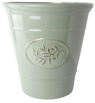 Classic Olive Plastic Planter for Gardening – Outdoor & Indoor Flowers Pot with Glossy Finish | Weatherproof Plant Pot with Drainage Holes – Flower Pots for Gardens & Balconies (Green, 40cm-Pack 1)