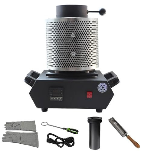 WOTZOV Kit Forno di Fusione Automatico dell'oro da 1600 W, Tavolo di Controllo della Temperatura, per fondere rottami, Argento, Oro, Rame,2KG