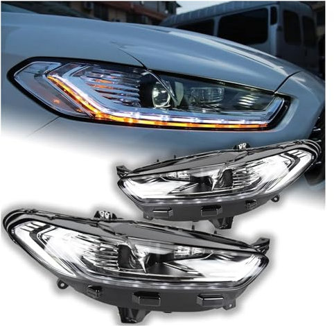 Cubierta Lente Faro Coche Para Ford Para Fusion 2013-2016 Linterna LED Para Cabeza H7 D2H Hid Señal Dinámica Bi Xenon LED Accesorios conjunto de faros(Led Projector Lens)