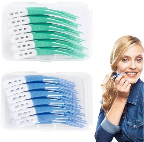 120 Stück Interdentalbürsten, Zahnreinigung Zwischenräume,Silikon Zahnzwischenraumbürsten,Zahnstocher-Reinigungswerkzeug,Gum Soft Picks,für Reinigung Schwer Zugänglicher Zahnzwischenräume(Blau, Grün)