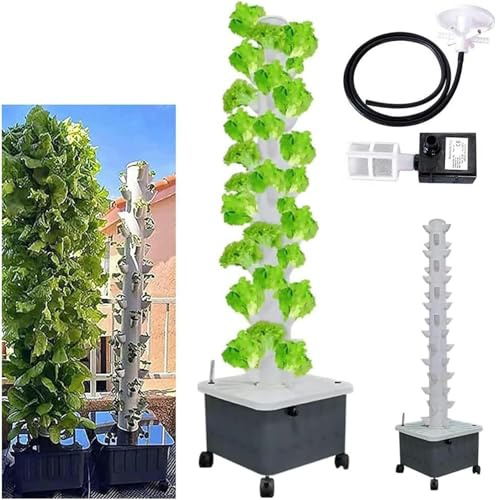 Système de Culture hydroponique Jardin système de Plantation hydroponique Tour Verticale 15 étages 45 Trous Ensemble de Tour hydroponique Culture sans Sol Maison Jardin Intelligent