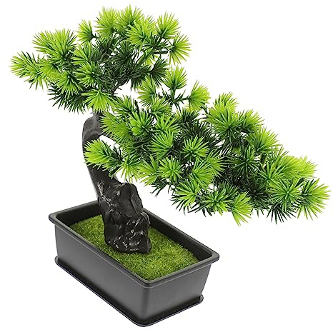 SUPVOX Bonsái Artificial De Pino Maceta Verde, Planta Pequeña Decorativa Para Escritorio y Oficina, Planta Falsa De Plástico Duradera Para Decoración De Mesa y Hogar