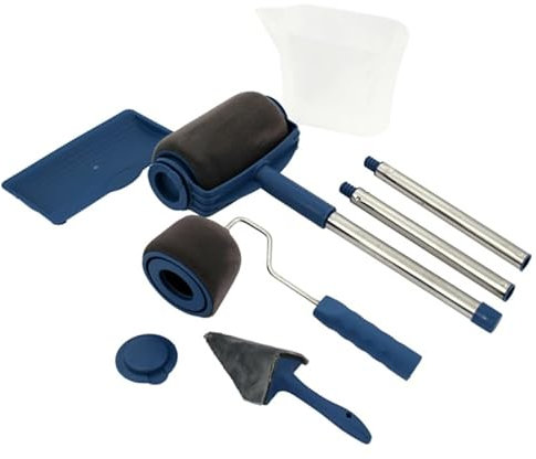 Farbroller PRO+ Set mit 90cm ausziehbarem Stab, 0,7L Tank, Eck- und Kantenwalzen, blau
