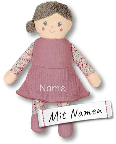 LALALO Stoffpuppe Sophie mit Namen Bestickt – erste Sterntaler Babypuppe/Kuschelpuppe für Mädchen, Geschenkidee zur Geburt
