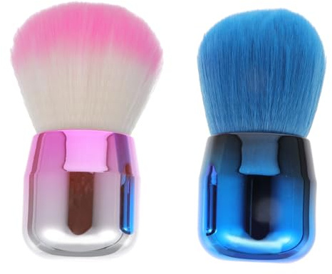 Anneome 2 piezas Brochas de Maquillaje Forma Cepillo Base Retráctil y para Polvos Sueltos y Base Aplicación Uniforme para Rostro Acabado Profesional