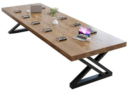 Mesa de conferencias de oficina grande, extra gruesa, marco de metal resistente, ideal para reuniones y entrenamiento, asientos de 4 a 8 personas, diseño moderno para espacios profesionales