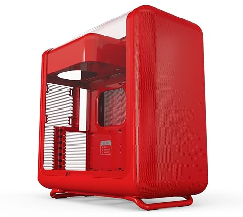 HYTE X50 - Modern Performance ATX Mid-Tower Gaming PC Case - Optimized High Airflow Chassis - 4mm Thick, Curved, Laminated Acoustic Glass - Micro Mesh Panels w Sturdy Stamped Steel - Wild Cherry (Red)