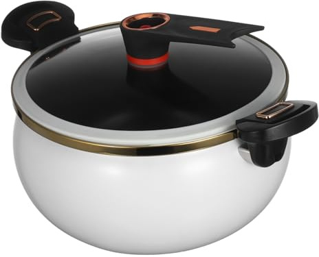 Marmite en Porcelaine 8l en Céramique Blanche pour Cuisson | Couvercle en Verre, Poignée Bakélite, Compatible Lave-vaisselle, Usage Polyvalent Cuisine