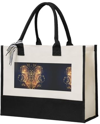 Gnbmvcc Goldene Musiknote mit gefallenem glänzendem Stern, elegantes Damen-Temperament, Canvas-Nähte, Handtasche