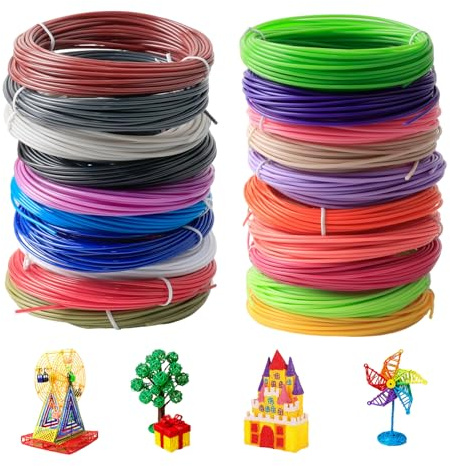 3D Stift Filament PLA 1,75mm 20 Farben je 10M 3D Drucker Stiftminen | Pen Filament Nachfüllungen für MYNT3D, ODRVM, Tecboss, Lovebay, SCRIB3D und Dikale