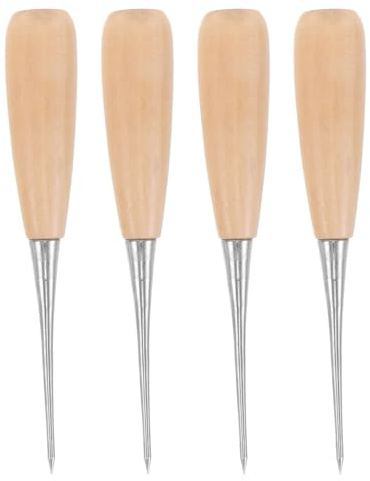 MUELODSIC 4pezzi Punteruolo in Acciaio Manico di Legno Forma di Zucca di Punteruoli per Lavori in Pelle Cucito Creazione di Gioielli e Artigianato