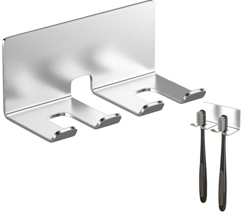 Zahnbürstenhalter Wand,Halterung Elektrische Zahnbürste,Kein Bohren Erforderlich,Selbstklebender Aufbewahrungsständer Für Zahnbürstenköpfe, Multifunktionaler Badezimmerhaken (Silber, Klein)