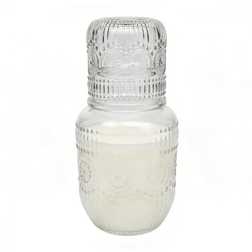 Jarra con Vaso | Diseño De Copos De Nieve Y Estilo Vintage,Jarra De Agua Para Servir Bebidas - para Mesa de Noche, Mesa, Cocina, Té, Leche, Café y Bebidas