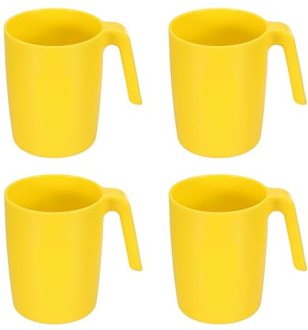 QUARKZMAN Set Di 4 Tazze Da Caffè In Plastica, Tazze Da Caffè Infrangibili, Bere Riutilizzabili Sicure Per Microonde E Lavastoviglie Con Manico Per Tè Latte Succo Cucina Campeggio,