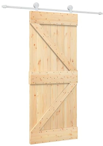 vidaXL Sliding Door 85 x 210 cm Solid Pine Wood (Untreated)