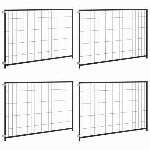 Ordellia Hundezwinger ohne Tür, Hundeauslauf aus Stahl in Schwarz, 300 x 100 x 70 cm, Gitter Gehege für Welpenauslauf, Freilaufgehege, Tiergehege, Garten, Haus und Wohnung