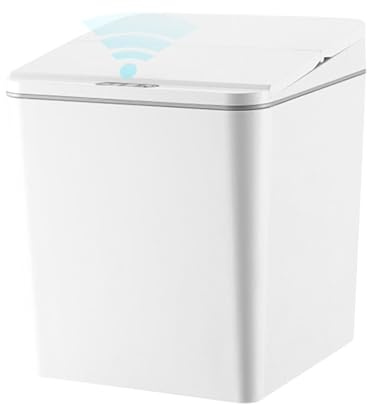 Tnfeeon Sensor de Movimiento Infrarrojo Contenedor de Basura Automático Operación sin Contacto Tapa de Cierre Automático Diseño Sellado Eliminación Manos Libres de 6.3 Qt con Sensor de Onda Manual