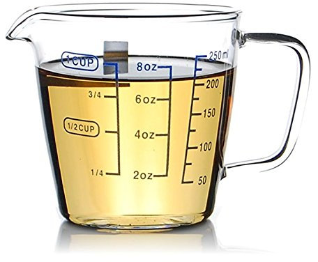 Rocaware 1 Cup Borosilicate Glass Measuring Cup with 50ML Intervals Scale New Kitchen Accessories Easy Measure Liquid Powder Milk Cups