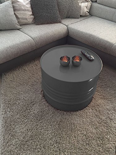 SRM-Design Fassmöbel Tisch Couchtisch Ölfass Beistelltisch mehrere Farben 45 cm hoch ø 57 cm Durchmesser (Anthrazit)