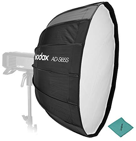 Godox AD-S65S 65cm / 25,6 Zoll Tragbarer, tiefsitzender Parabolic-Softbox-Regenschirm Halterung Schnelle Installation Silberreflektor AD400Pro Flash Light