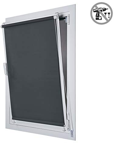 STORESDECO - Verdunkelungsrollo Klemmfix ohne Bohren, Klemmrollo Blackout, Rollo Blickdicht einfache Montage, Ideal für Flügelfenster | Grau, 75 cm x 180 cm