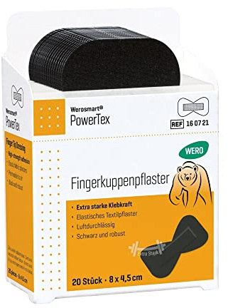 Werosmart® Pflasterspender-Einsätze Fingerkuppenpflaster 8 x 4,5 cm (Textil | Schwarz | Extrastark)