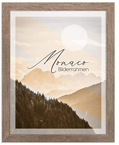 BIRAPA Monaco Bilderrahmen Holz 30x42 cm Raucheiche - Wechselrahmen Bilderrahmen Plexiglas - für Fotos, Bilder & Poster