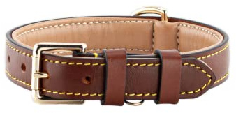 Brute Strength – Hundhalsband i läder – Brun – M · 36–43 cm | Vadderat hundhalsband i fullnarvsläder med mässingsspänne och separat ring för hundbricka; för små och stora hundar