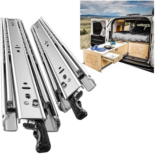 SHUHANG Schubladenschienen Schwerlast Schubladenauszug Vollauszug 650mm Mit Schloss Schubladen Auszugsschienen Tragfähigkeit Kugelgelagerten 68 KG Ladekapazität Seitenmontage 1 Paar(2 Stück)