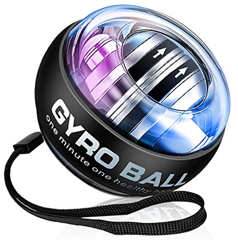 Gyroskopischer handtrainer Ball Auto-Start Wrist Trainer Ball, Handgelenkstärker Workout Gyro Ball, Mit LED-Leuchten, für Stärkere Armfinger Handgelenkknochen (Color : Black)