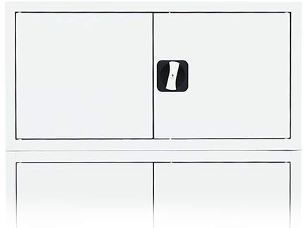 Lüllmann Aufsatzschrank mit Flügeltüren und Zylinderschloss mit Drehgriff - 450 x 1200 x 422 mm - signalweiß