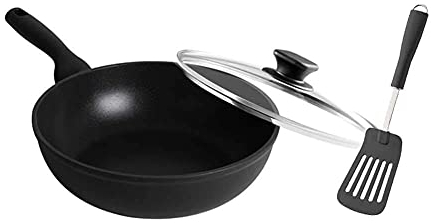 ZXFDMSWJ Wok Pan Wok Antiadherente, Sartén Antiadherente, Olla de cocción de Fondo Plano, Huevo Frito Antiadherente doméstico, Filete Frito, Apto para Cocina de inducción Estufa de Gas Wok Pan Antiad