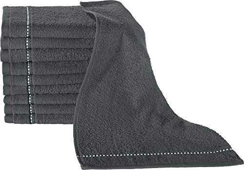 Erwin Müller Walk-Frottier Gästetuch 10er-Pack Mannheim Uni anthrazit Größe 30x50 cm - schnell trocknend und extra saugstark, kuschelig weich, farbenfroh, 100% Baumwolle