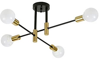 LGDEERCO Moderne Deckenleuchte Golden Creme Weiß Glas Lampenschirm Deckenleuchte Für Wohnzimmer Schlafzimmer Esszimmer Küche Büro E26 Sockel