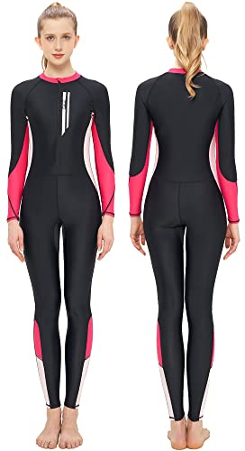 SEAUR Rash Guard Damen Lang UPF 50+ Ganzkörper Badeanzug Slim Fit Reißverschluss Schwimmanzug Sonnenschutz Bademode - XXL