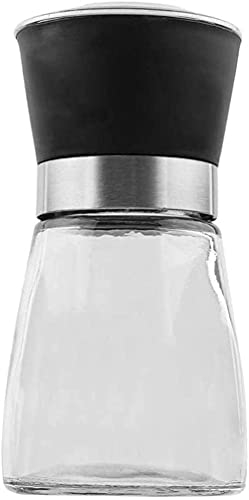 TONZN Stainless Steel Glass Manual Chili Salt Spice Mill Chili Grinder Sausage Pot R_Black Salt Mill Chili Mill Salt Mill Salt and Pepper Mills
