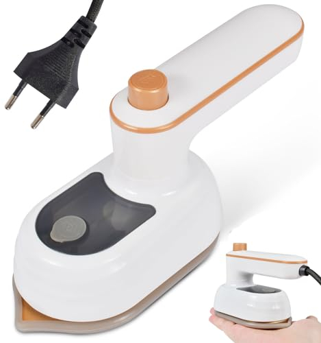 Funmo Portátil Plancha de Viaje Pequeña, Mini Plancha Ropa de Vapor,Handheld Household Steam Iron,Micro Plancha de Vapor con Tanque de Agua de 50 ml, Uso en Seco y Húmedo (Blanco) (XY-076)