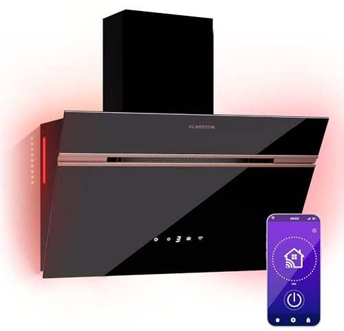 Klarstein Alina Dunstabzugshaube - 60cm Kopffreihaube, 520 m³/h Luftstrom, A++ Energieeffizienz, LED-Beleuchtung, Touch Control, Umluft & Abluft, Schwarz