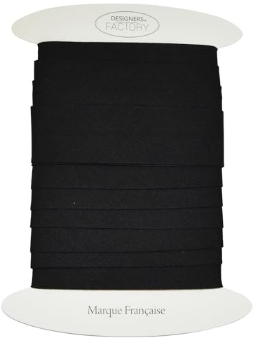 Schrägband baumwolle gefalzt - Große Breite 30 mm - Verkauft in 5 Metern, ideal für dickere Nähprojekte, gesteppte Decken, Plaids, Kissen... (Schwarz)