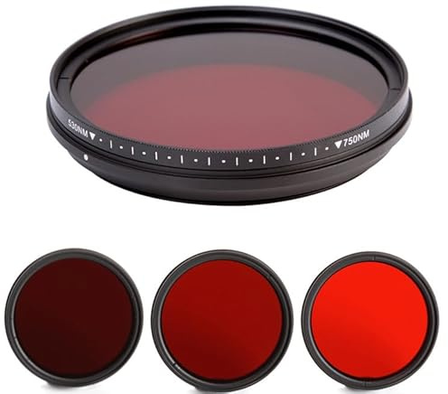 Einstellbarer Infrarot-Röntgenobjektivfilter 530/590/630/680/720/750 nm, geeignet für 46, 49, 52, 55, 58, 62, 67, 72, 77, 82 mm digitale SLR-Kameras (Größe: 58 mm)