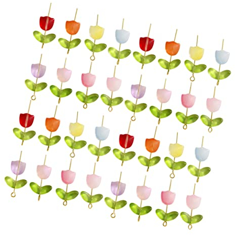 Lurrose Glass Loose Beads for Jewelry Making Small Tulip Beads for DIY Bracelet Craft
