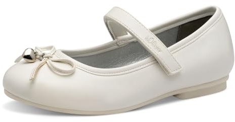 s.Oliver Mädchen Ballerinas mit Schleife Bequem, Weiß (White), 32 EU