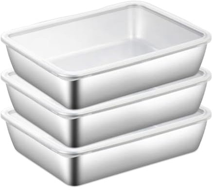 Contenitori Ermetici per Alimenti 2500ml, 3 Pezzi Set di Contenitori per Alimenti, Set di Contenitori, Set di Contenitori Alimentari in Acciaio Inox, Contenitori per Alimenti, Forno, Congelatore