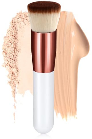 GlasFlength Brocha de Maquillaje, Pinceles Maquillaje Brocha Maquillaje Grande y Mullida Brocha Base Maquillaje Fluido Kabuki Profesional Suave y Denso para Mezcla Contorno Crema Corrector (Blanco)