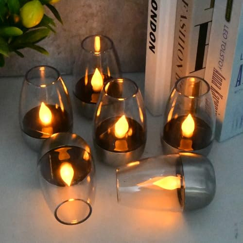 Focenat 6 pezzi Lumino a luce solare,Candele led da esterno,Candele led senza fiamma,Candele LED Solari,Candele solari per esterni,Luce solare impermeabile,per esterni,giardino,matrimonio,feste
