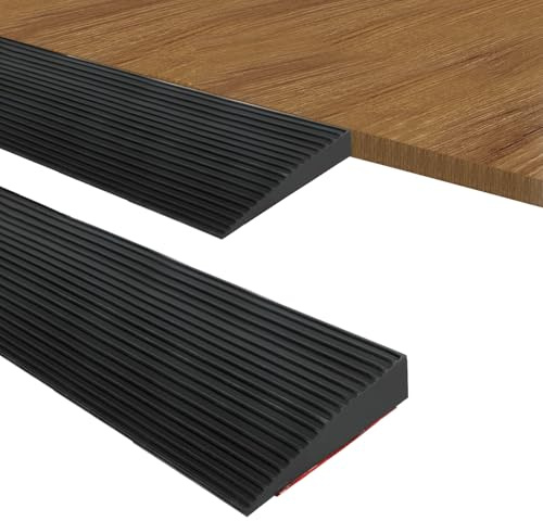 Rampa de Umbral de Puerta, Rampa de Umbral Autoadhesiva, Superficie Antideslizante, Tira de Umbral de Puerta de Goma, para Sillas de Ruedas, Rollators, Scooters Eléctricos (Negro, 90x8x2.5cm)