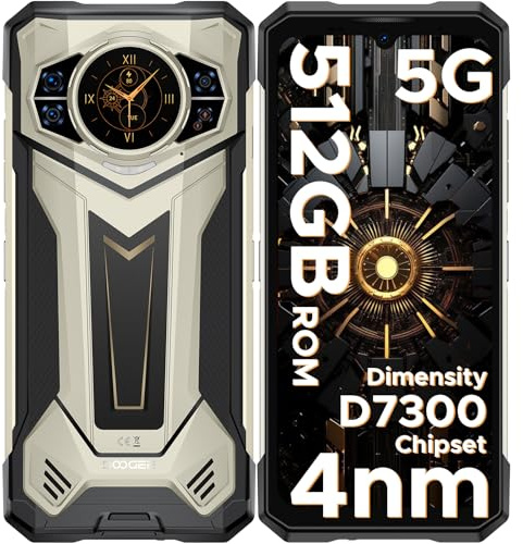DOOGEE S200 Plus Android 15 Movil Irrompible 5G D7300 4nm, (16+20) 36GB RAM+512GB ROM (TF 2TB), Pantalla Trasera Multifunción de 1,32 60Hz, 100MP+32MP+20MP Móvil Rugerizado, 10100mAh(33W)/NFC/FaceID