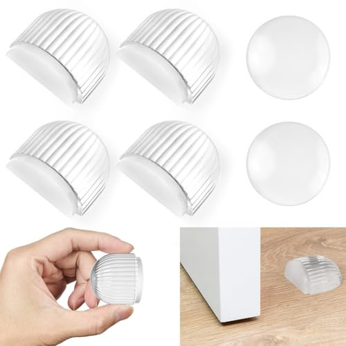 AOOTE Clear Self-Adhesive Floor Door Buffers, 6 Pcs Clear Doors Stoppers, Semi-Circular Floors Doors Stop Protect Wall from Damage, Self Adhesive Doorstop for Home, Bedroom, Office, Transparent